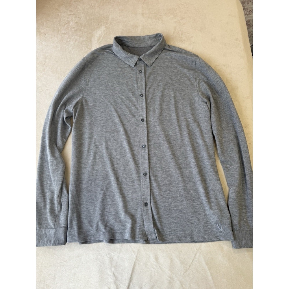 Vuori Bridge Shirt Men's Large Gray Button Up Long Sleeve Performance V1002
